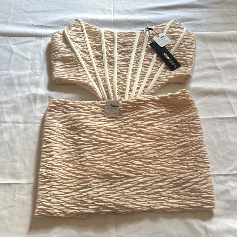 Fashion Nova Cream Textured Dress